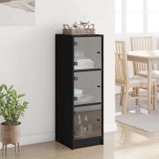 Avila Wooden Highboard With 3 Glass Doors In Black