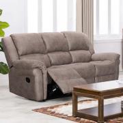 Girona Manual Recliner Fabric 3 Seater Sofa In Taupe