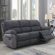 Kiel Manual Recliner Fabric 3 Seater Sofa In Fusion Charcoal