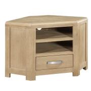 Tyler Wooden TV Stand Corner 1 Drawer In Washed Oak