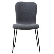 Ontario Fabric Dining Chair In Dark Grey With Black Metal Frame