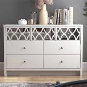 Asmara Mirrored Wooden Chest Of 7 Drawers In White