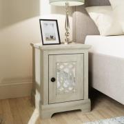 Arcata Wooden Bedside Cabinet 1 Mirrored Door In Dusty Grey Oak