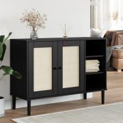 Fenland Wooden Sideboard With 2 Doors 3 Shelves In Black