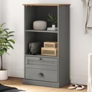 Vidor Wooden Bookcase With 2 Drawers In Grey Brown