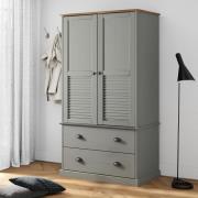 Vidor Wooden Wardrobe With 2 Doors 2 Drawers In Grey Brown