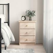 Akron Wooden Bedside Cabinet With 3 Drawer In Natural