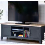 Baqia Wooden TV Stand With 2 Doors In Dark Grey