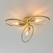 Amari Clear Glass Shade Semi Flush Light In Brass