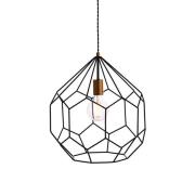 Deco Open Framed Metal Shade Pendant Light In Black