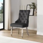 Imperial Velvet Button Back Dining Chair In Black