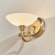 Cagney White Glass Shade Wall Light In Antique Brass