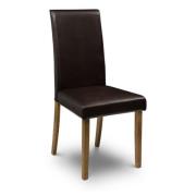 Haneul Faux Leather Dining Chair With Oak Legs In Brown