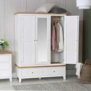 Elkin Wooden Wardrobe With 3 Doors 2 Drawers In White And Oak