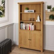 Concan Wooden Bookcase With 2 Doors In Oak