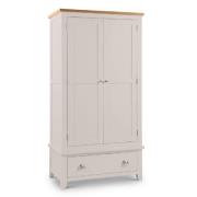 Raisie Wooden Wardrobe With 2 Doors 1 Drawer In Oak And Grey