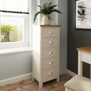 Rosemont Wooden Chest Of 5 Drawers Narrow In Dove Grey