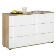 Palmer Wooden Chest Of 6 Drawers With White Glass Fronts In Pine