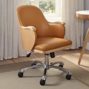 Terrence Tan Faux Leather Home And Office Chair In Oak