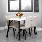 Frisco Marble Effect Dining Table Small With 4 Taupe Chairs