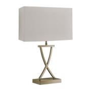 Club White Faux Silk Shade Table Lamp In Antique Brass