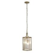 Victoria 2 Light Clear Crystal Shade Pendant Light In Brass