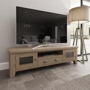 Hants Wooden TV Stand With 2 Doors 1 Drawer In Smoked Oak