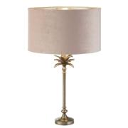 Palm Pink Velvet Shade Table Lamp In Antique Nickel