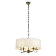 Knightsbridge 5 Light White Shade Pendant Light In Antique Brass