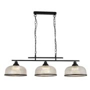 Highworth 3 Light Holophane Glass Shade Pendant Light In Black