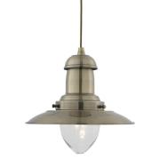 Fisherman Glass Shade Pendant Light In Antique Brass