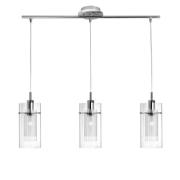 Duo 3 Light Clear Glass Bar Pendant Light In Chrome