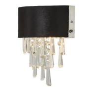 Glamour 2 Light Clear Crystal Wall Light In Black Velvet