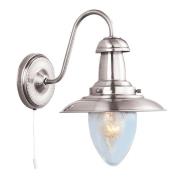 Fisherman Clear Seeded Glass Wall Light In Satin Silver