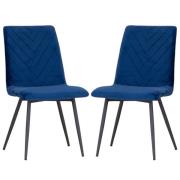 Casey Blue Velvet Dining Chairs With Metal Legs In Pair