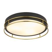 Phoenix 3 Light Frosted Glass Flush Light In Black And Brass