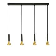 Signal 4 Light Gold Shade Bar Pendant Light In Black