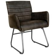 Granby Leather Dining Chair With Metal Legs In Dark Grey