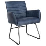 Granby Leather Dining Chair With Metal Legs In Blue