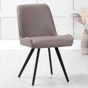 Beloit PU Leather Dining Chair With Metal Legs In Taupe