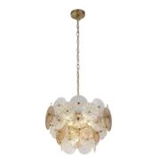 Wagon 5 Light Clear Amber Glass Pendant Light In Bronze