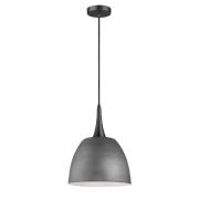 Acton Cement Shade Pendant Light In Matt Black