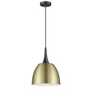 Acton Antique Brass Shade Pendant Light In Matt Black