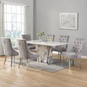 Memphis Large Filo Effect Dining Table 4 Imperial Grey Chairs