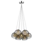 Ealing 7 Light Smoked Glass Shade Pendant Light In Chrome