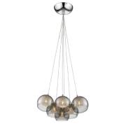 Ealing 6 Light Smoked Glass Shade Pendant Light In Chrome