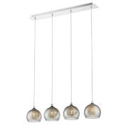 Ealing 4 Light Smoked Glass Shade Bar Pendant Light In Chrome