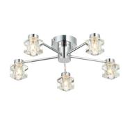 Wakefield 5 Light Diamond Crystal Flush Light In Chrome