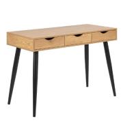 Nephi Wooden Laptop Desk With 3 Drawers In Oak And Black