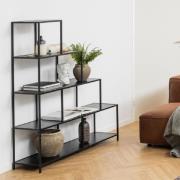 Sparks Wooden Bookcase With 4 Shelves In Ash Black